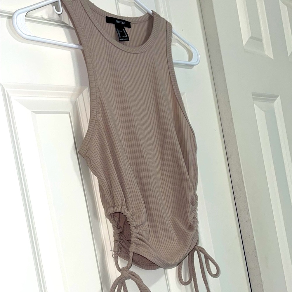 Forever 21 Taupe Ruched Sleeveless Tank Top